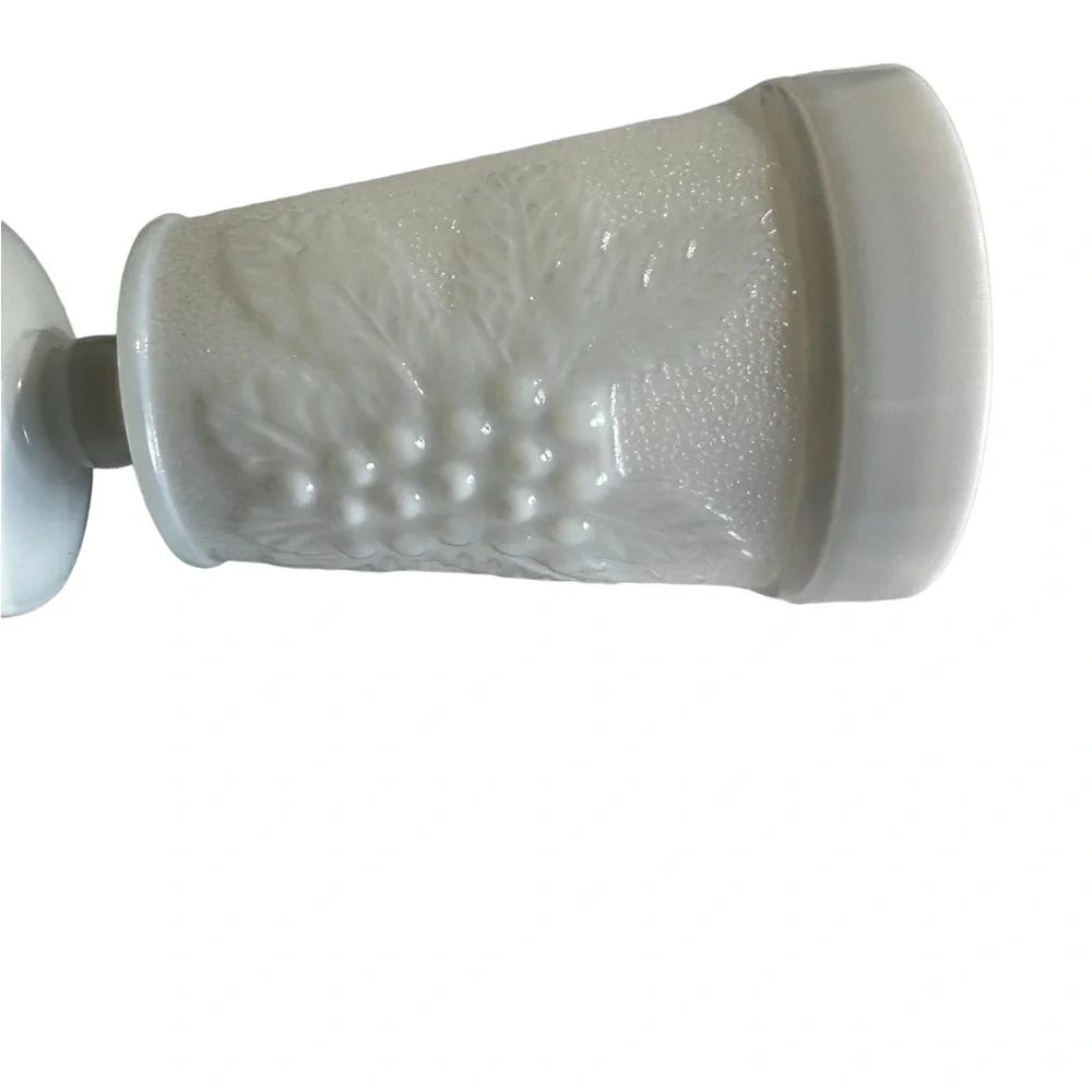 TWO VINTAGE WHITE MILK GLASS GRAPEVINE  PEDESTAL BASE - Picture 5 of 12